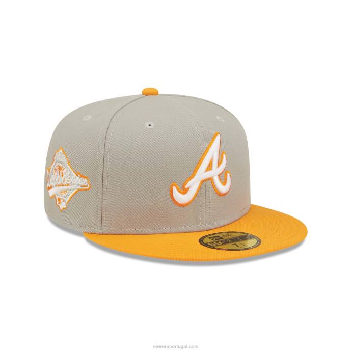 FFTN870 New Era Boné Atlanta Braves Orange Soda Grey 59Fifty