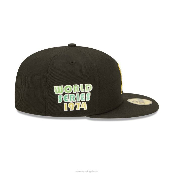 FFTN87 New Era Boné Oakland Athletics Citrus Pop Preto 59Fifty