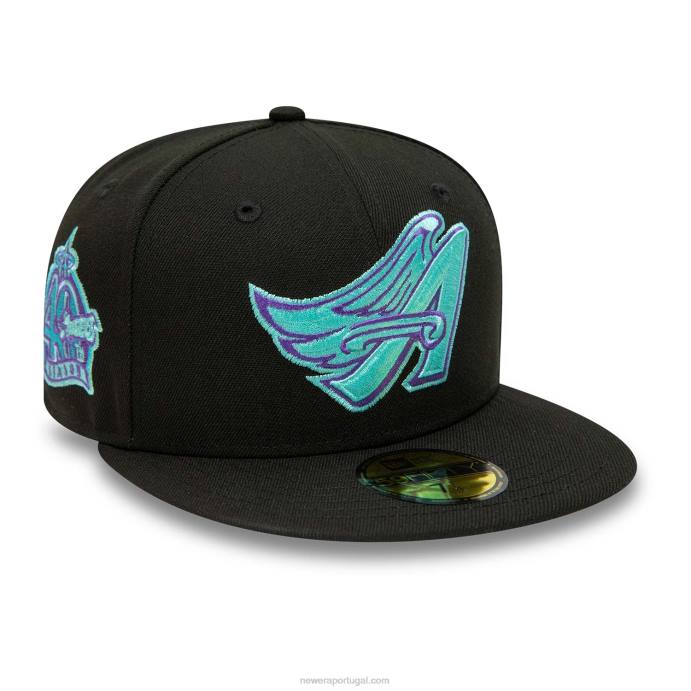 FFTN884 New Era Anahiem Angels preto e azul matiz boné 59fifty ajustado