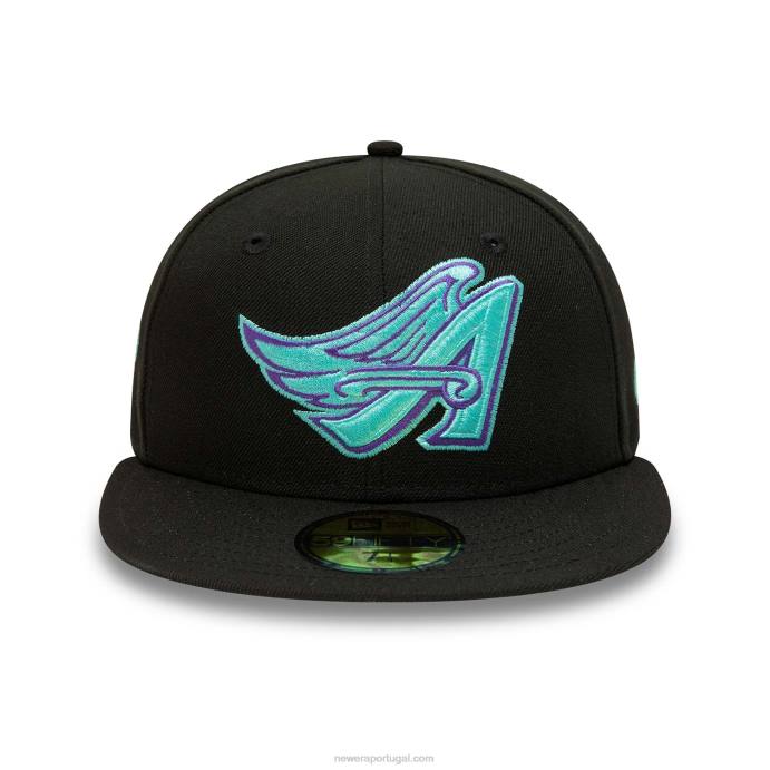 FFTN884 New Era Anahiem Angels preto e azul matiz boné 59fifty ajustado