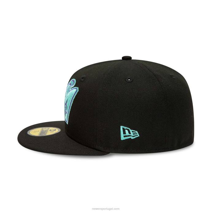 FFTN884 New Era Anahiem Angels preto e azul matiz boné 59fifty ajustado