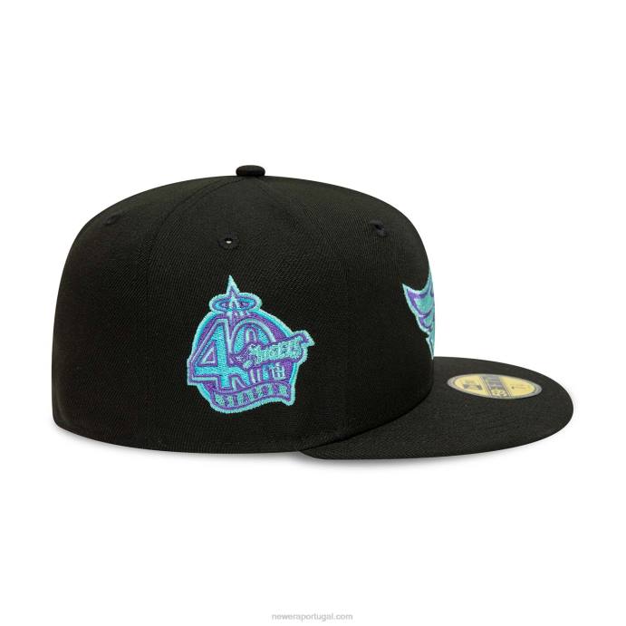 FFTN884 New Era Anahiem Angels preto e azul matiz boné 59fifty ajustado
