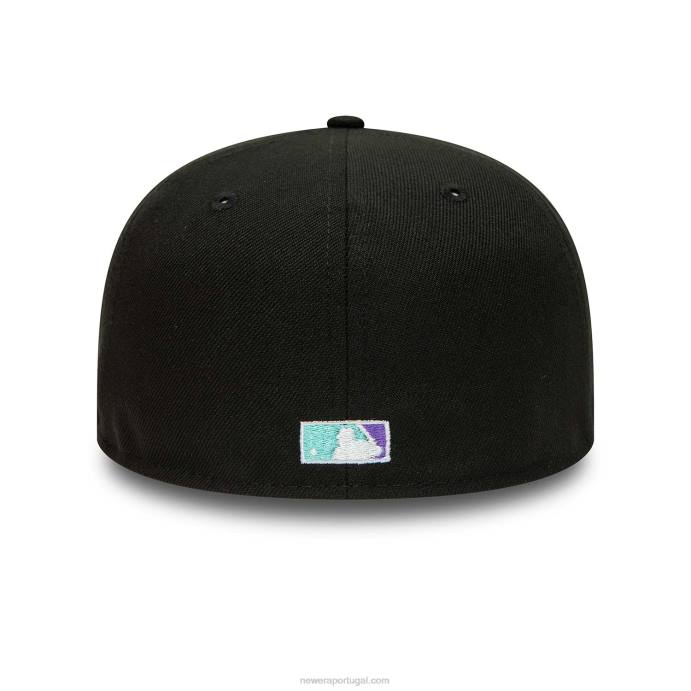 FFTN884 New Era Anahiem Angels preto e azul matiz boné 59fifty ajustado