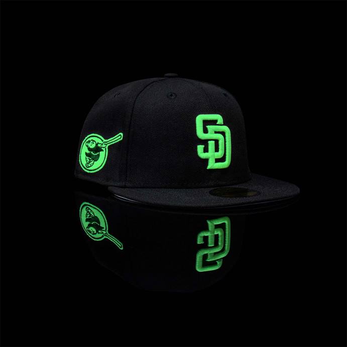FFTN888 New Era san diego padres brilha no escuro boné preto 59fifty