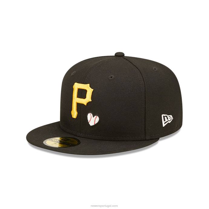 FFTN891 New Era boné justo pittsburgh pirates mlb team heart preto 59fifty