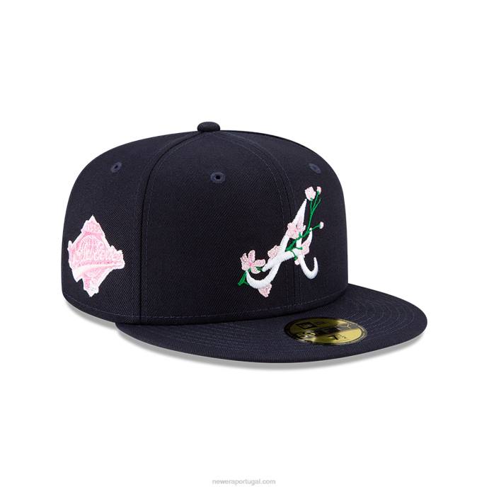 FFTN899 New Era Boné ajustado azul marinho 59fifty com patch lateral Atlanta Braves