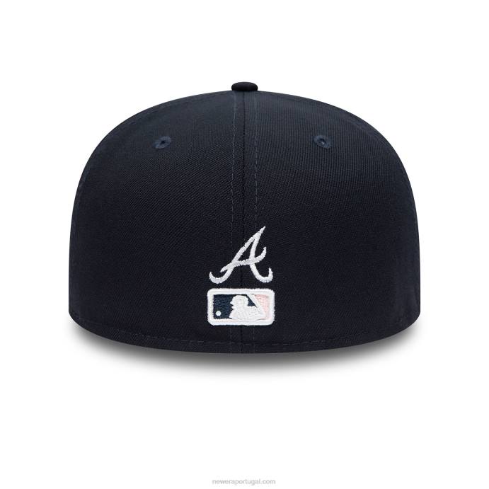 FFTN899 New Era Boné ajustado azul marinho 59fifty com patch lateral Atlanta Braves