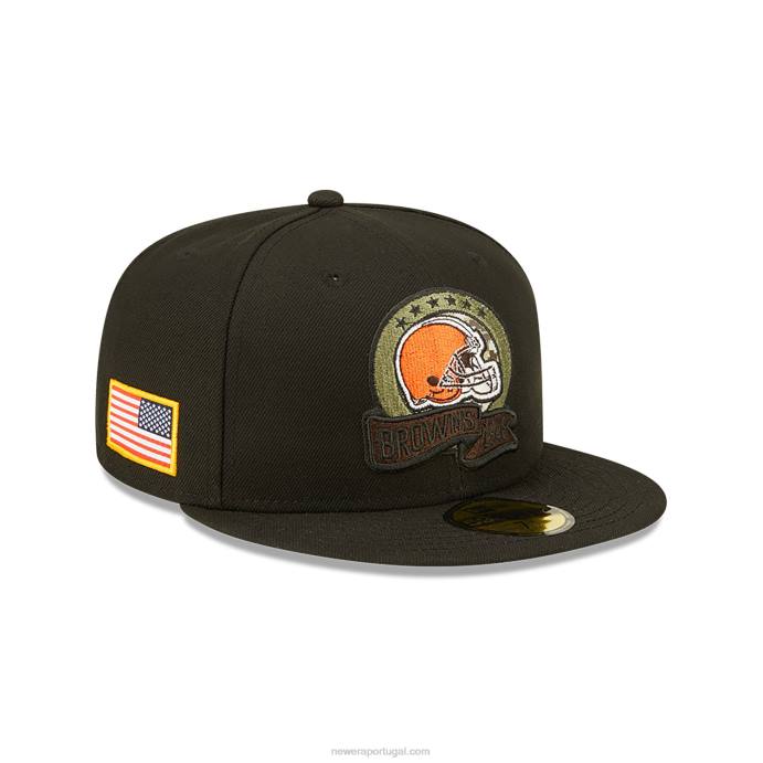 FFTN89 New Era cleveland browns nfl salute to service boné preto 59fifty