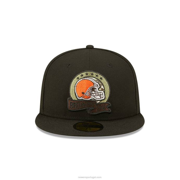 FFTN89 New Era cleveland browns nfl salute to service boné preto 59fifty