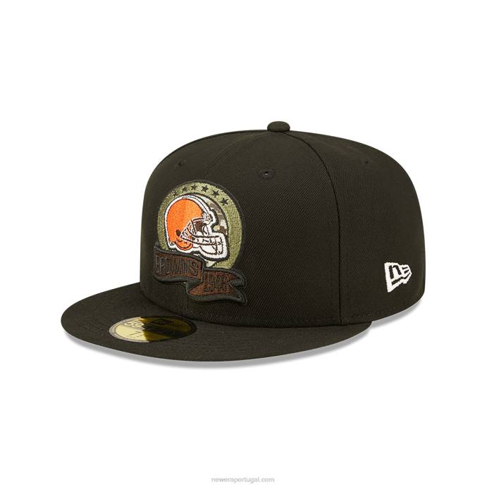 FFTN89 New Era cleveland browns nfl salute to service boné preto 59fifty