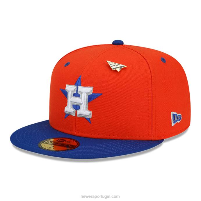 FFTN906 New Era houston astros mlb x paper planes laranja 59fifty boné ajustado