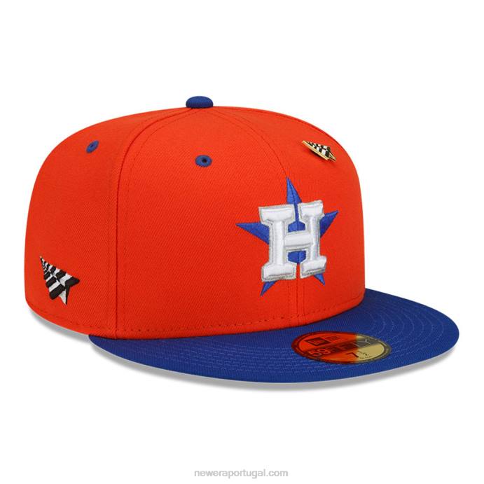 FFTN906 New Era houston astros mlb x paper planes laranja 59fifty boné ajustado