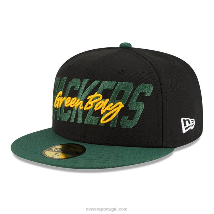 FFTN912 New Era Green Bay Packers nfl draft black 59fifty boné ajustado