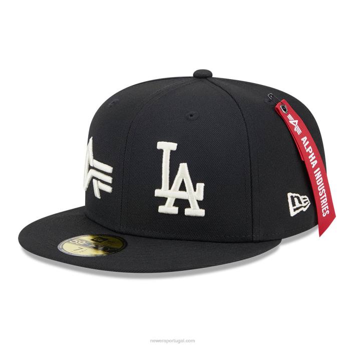 FFTN915 New Era boné la dodgers alpha Industries x mlb preto 59fifty