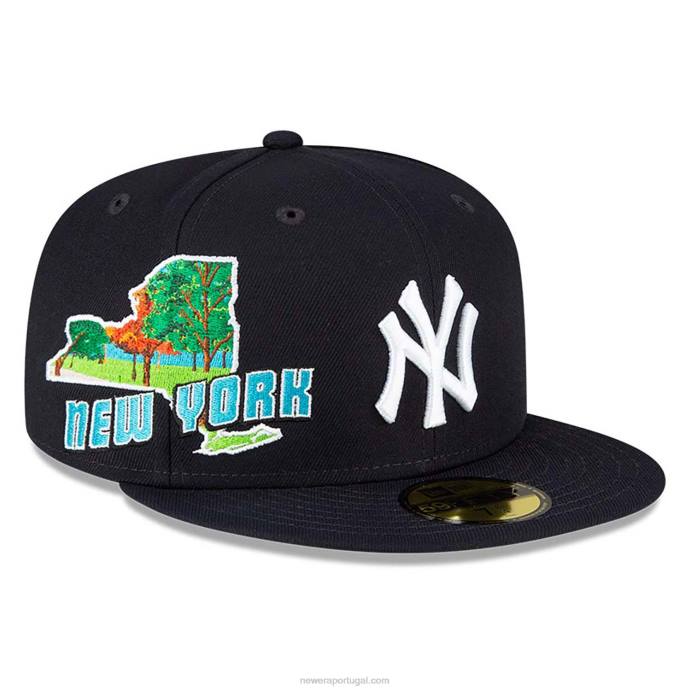 FFTN927 New Era Boné New York Yankees Stateview Navy 59Fifty