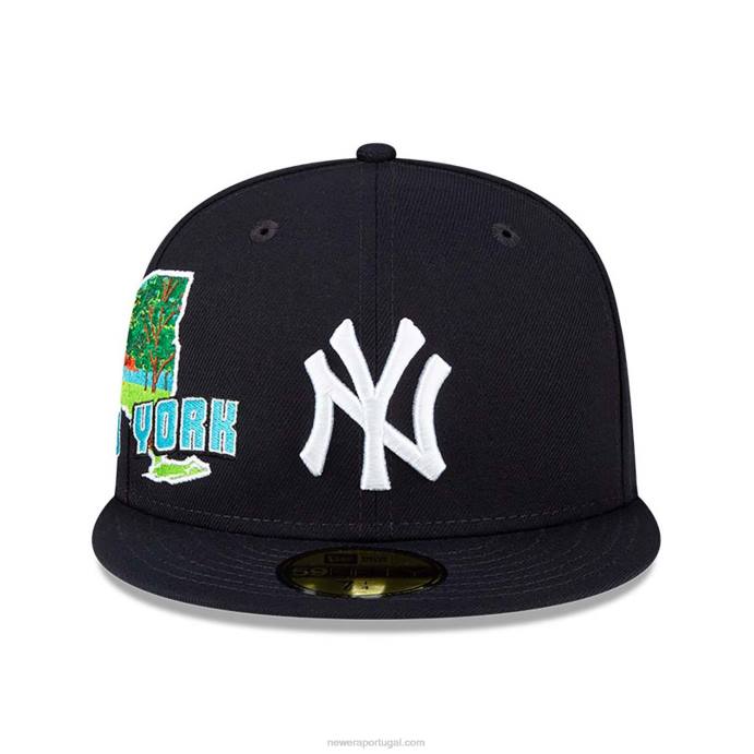 FFTN927 New Era Boné New York Yankees Stateview Navy 59Fifty