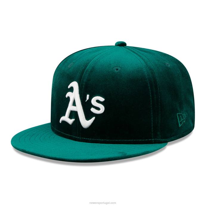 FFTN932 New Era boné Oakland Athletics de veludo verde escuro 59fifty