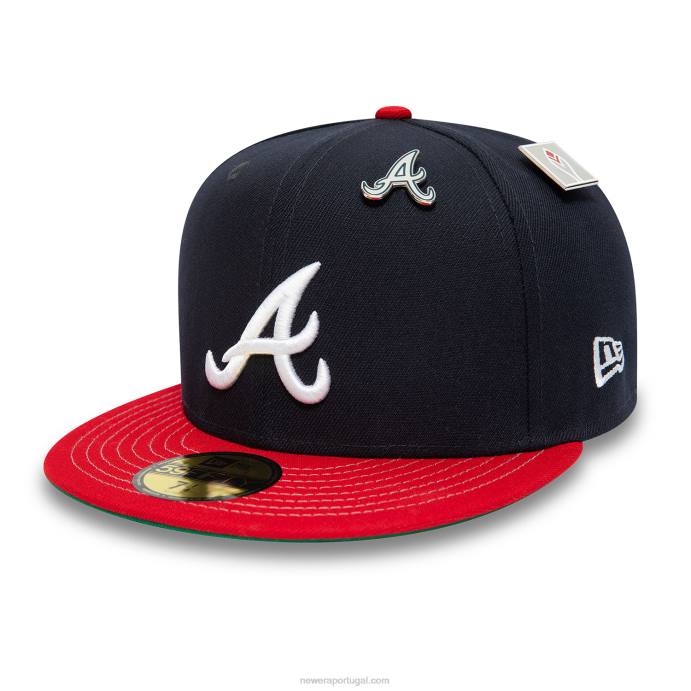 FFTN936 New Era boné ajustado azul marinho 59fifty com distintivo do pin da mlb atlanta braves