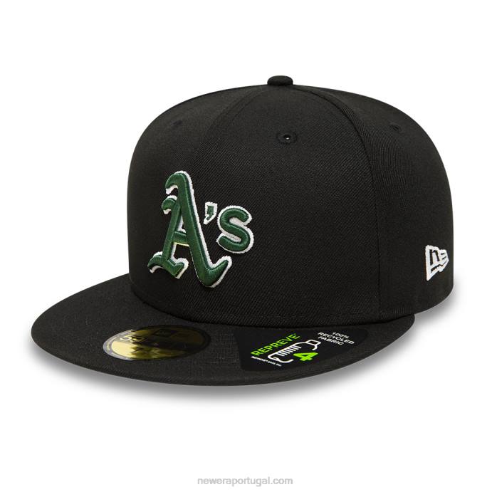 FFTN939 New Era boné Oakland Athletics Repreve preto 59fifty