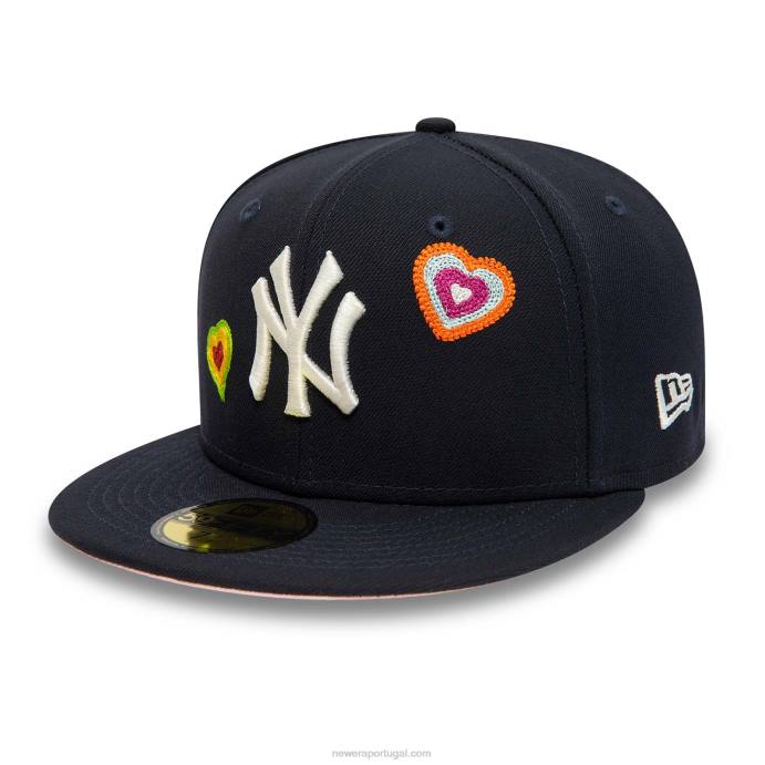 FFTN948 New Era boné ajustado new york yankees coração marinho 59fifty