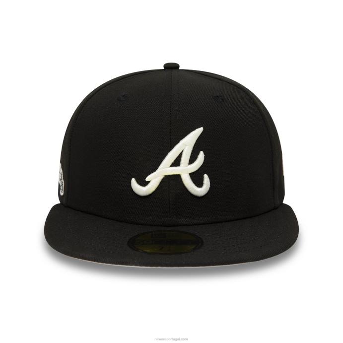 FFTN949 New Era Boné preto 59fifty do Atlanta Braves que brilha no escuro