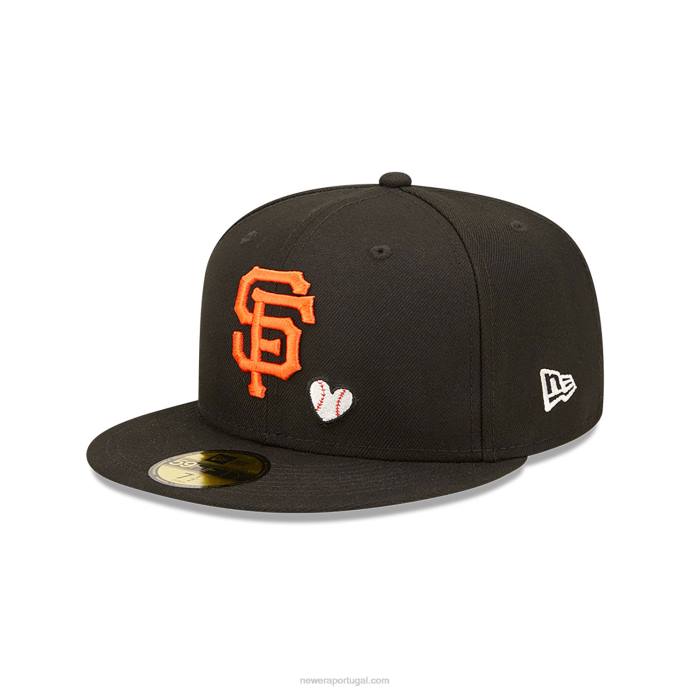 FFTN952 New Era San Francisco Giants MLB Team Heart Black Boné 59 Fifty