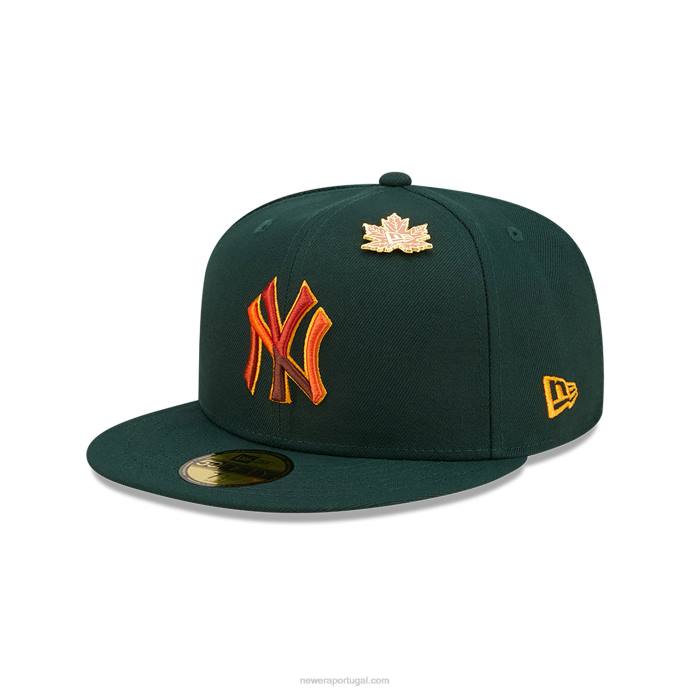 FFTN953 New Era Boné New York Yankees Folhado Verde Escuro 59Fifty