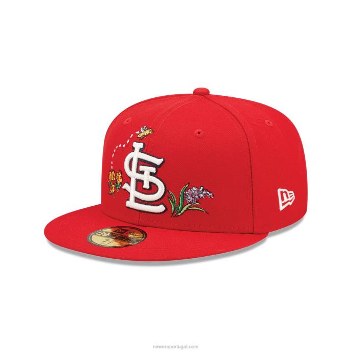 FFTN956 New Era st. boné Louis Cardinals aquarela floral vermelho 59fifty
