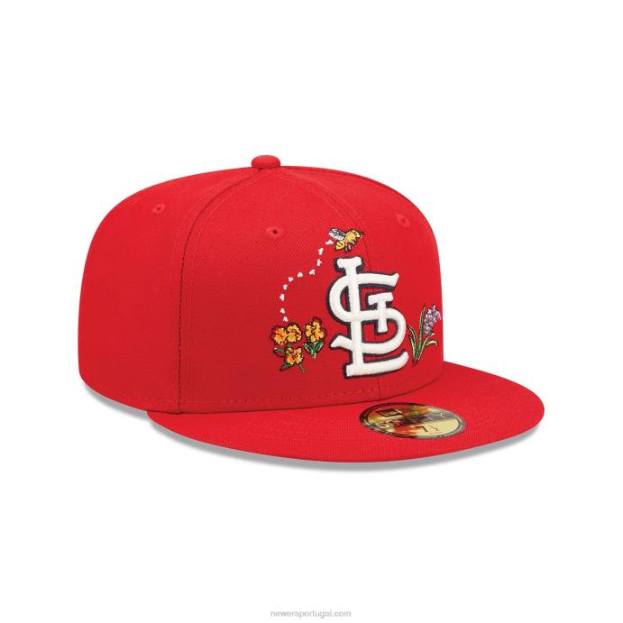FFTN956 New Era st. boné Louis Cardinals aquarela floral vermelho 59fifty