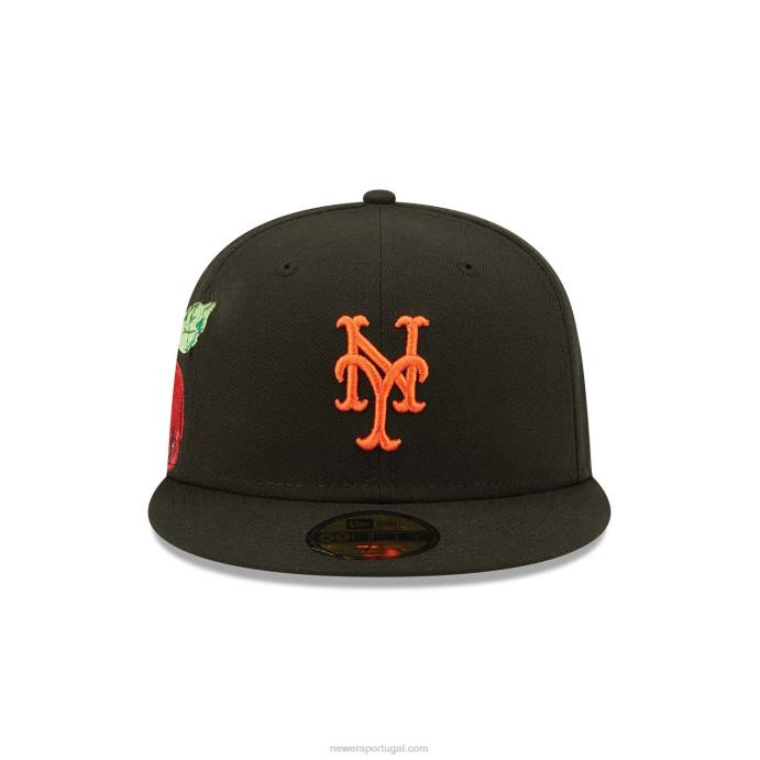 FFTN958 New Era New York Mets Fruit Black Boné 59 Fifty
