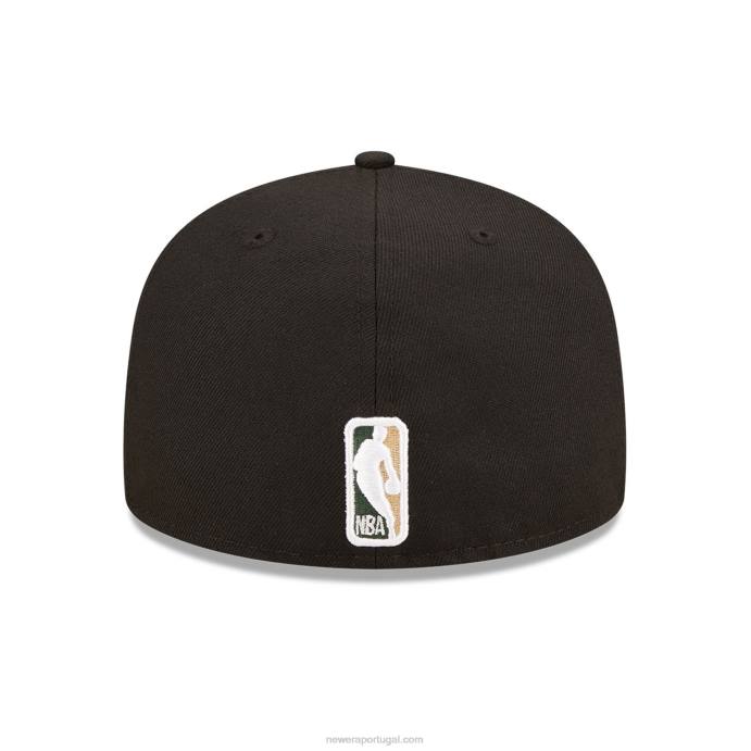 FFTN95 New Era Boné Milwaukee Bucks Roller Black 59Fifty