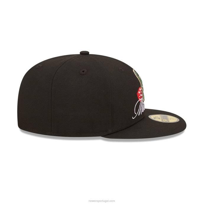 FFTN95 New Era Boné Milwaukee Bucks Roller Black 59Fifty