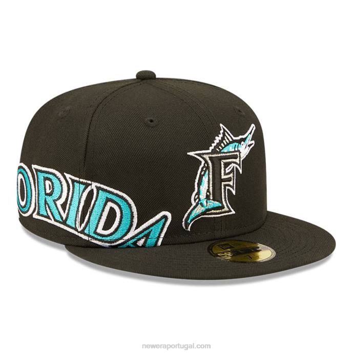 FFTN963 New Era Boné miami marlins mlb com divisão lateral preto 59fifty