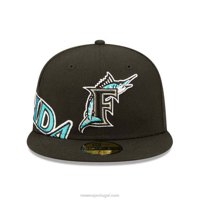 FFTN963 New Era Boné miami marlins mlb com divisão lateral preto 59fifty