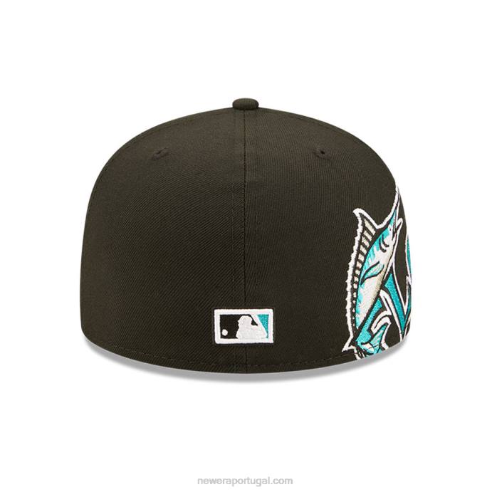 FFTN963 New Era Boné miami marlins mlb com divisão lateral preto 59fifty
