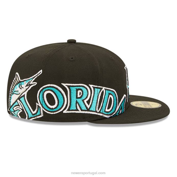 FFTN963 New Era Boné miami marlins mlb com divisão lateral preto 59fifty