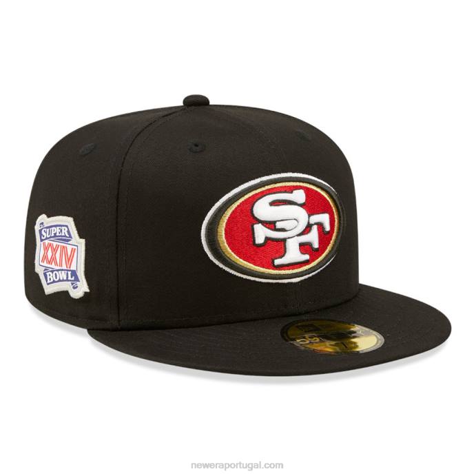 FFTN967 New Era san francisco 49ers boné lateral preto 59fifty