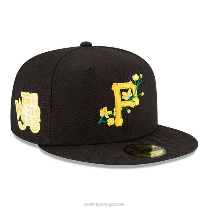 FFTN971 New Era boné justo pittsburgh pirates mlb side patch bloom preto 59fifty