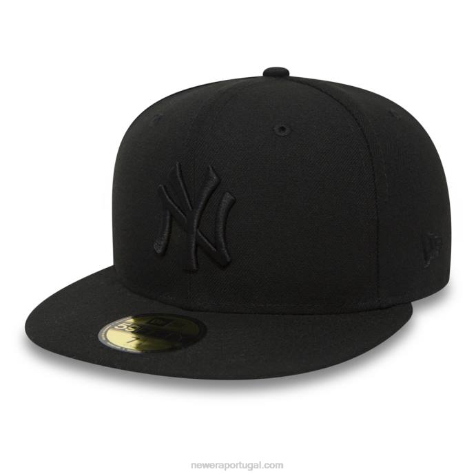 FFTN975 New Era New York Yankees preto sobre boné preto 59fifty