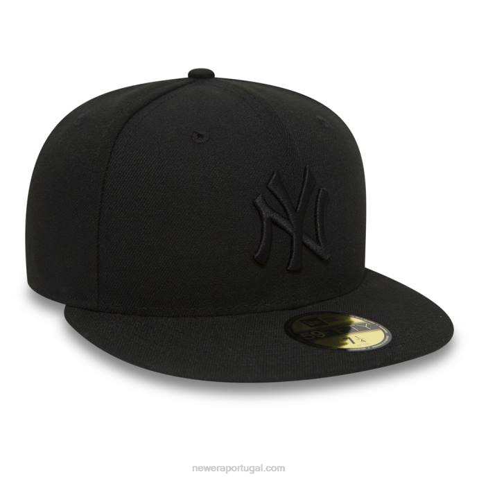 FFTN975 New Era New York Yankees preto sobre boné preto 59fifty