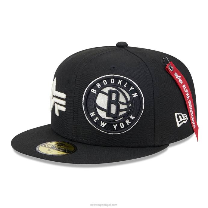 FFTN976 New Era brooklyn nets alpha Industries x nba boné preto 59fifty