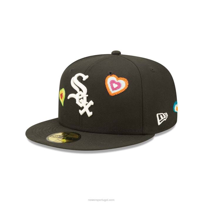 FFTN97 New Era chicago white sox boné bordado coração preto 59fifty