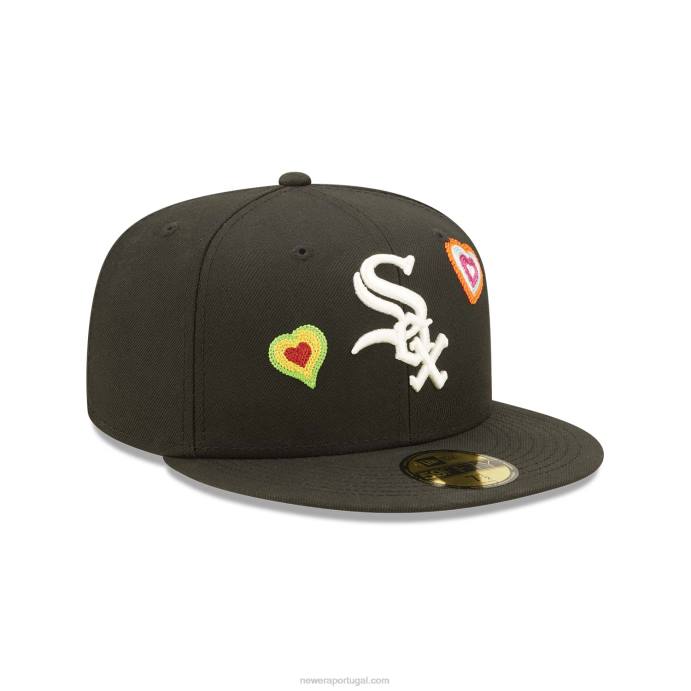 FFTN97 New Era chicago white sox boné bordado coração preto 59fifty