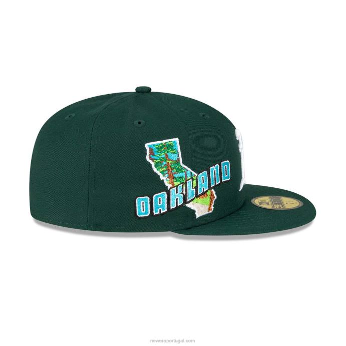 FFTN988 New Era Boné Oakland Athletics Stateview Verde Escuro 59Fifty