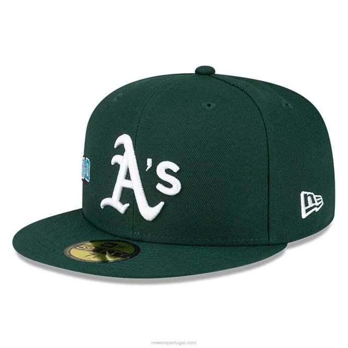 FFTN988 New Era Boné Oakland Athletics Stateview Verde Escuro 59Fifty