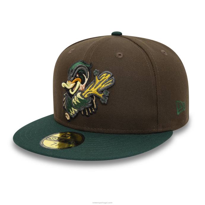 FFTN991 New Era Boné ajustado Down East Wood Ducks Milb Brown 59 Fifty