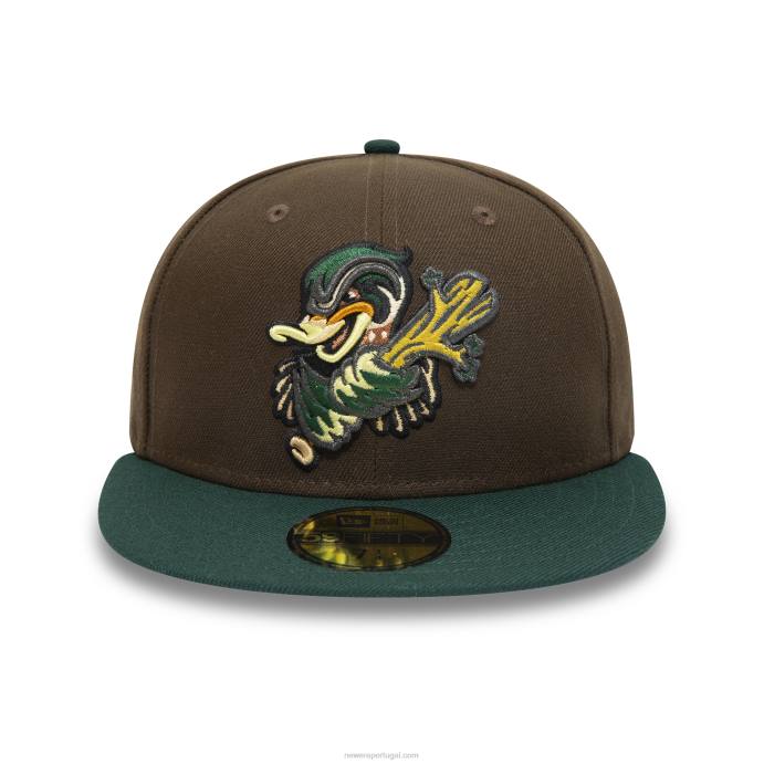 FFTN991 New Era Boné ajustado Down East Wood Ducks Milb Brown 59 Fifty