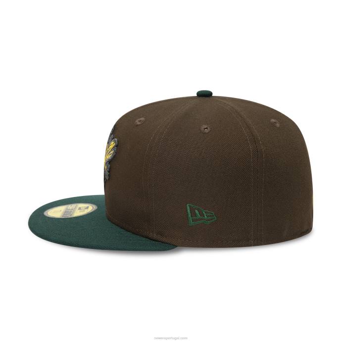 FFTN991 New Era Boné ajustado Down East Wood Ducks Milb Brown 59 Fifty
