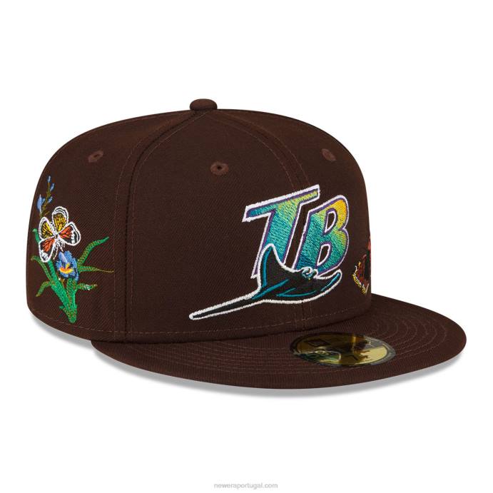 FFTN992 New Era Tampa Bay Rays feltro x mlb brown 59fifty boné ajustado