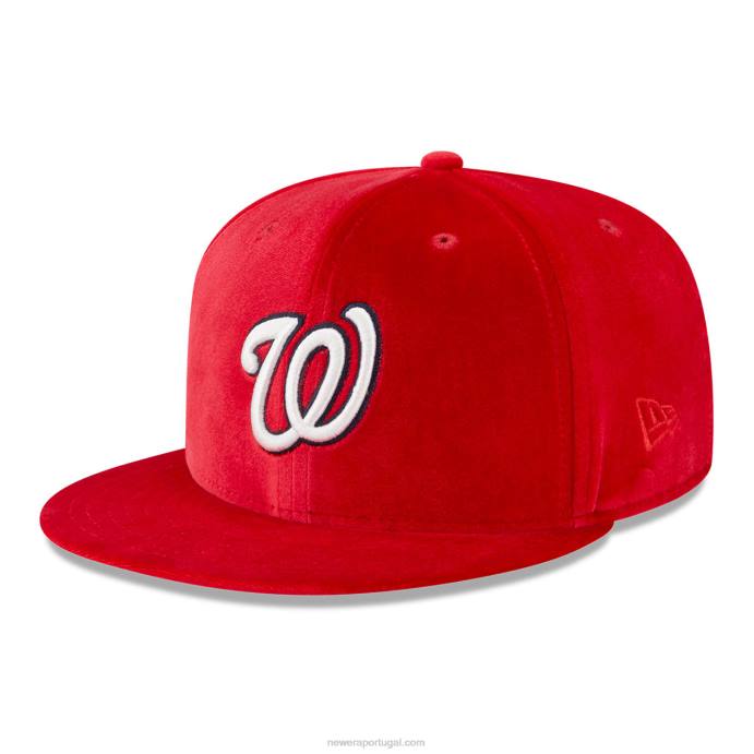 FFTN993 New Era Boné Washington Nationals Veludo Vermelho 59Fifty